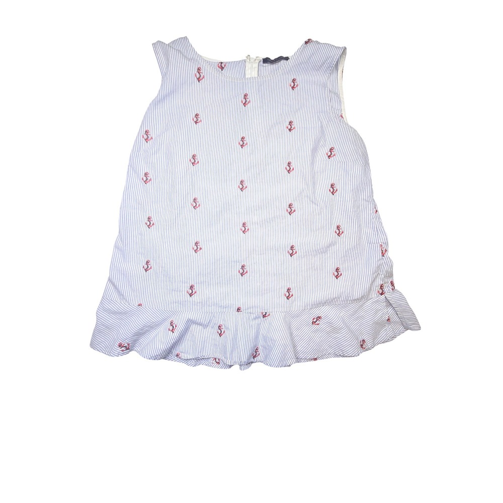 Tommy Hilfiger Blue White Striped Anchor Embroidered Peplum Sleeveless Top XS